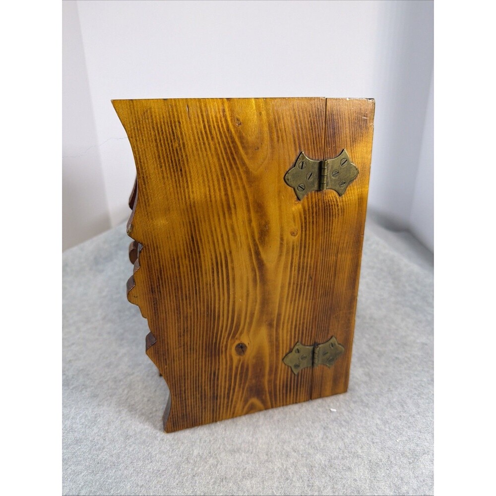 Vintage Rustic Burnt Wood Keepsake Box Handcrafted Treasure Trinket Jewelry - Picture 6 of 13